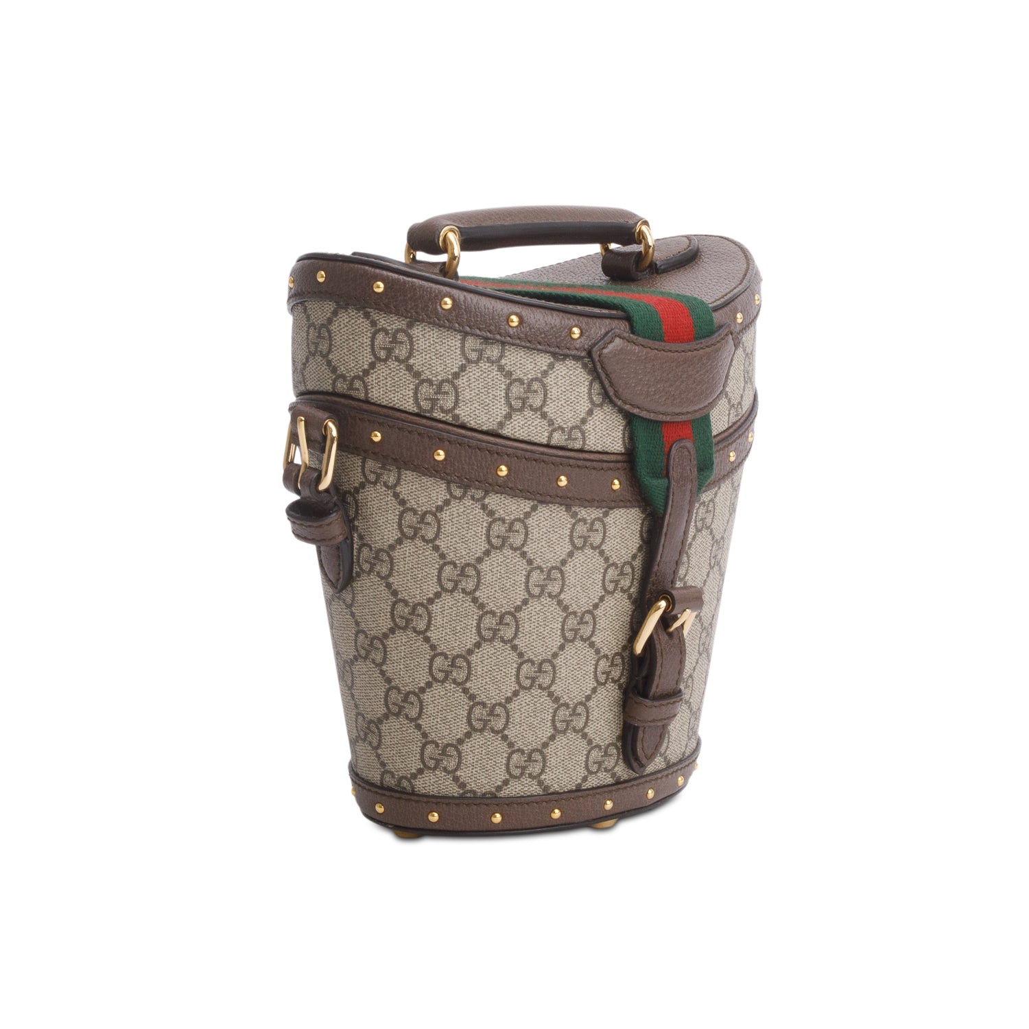 Gucci GG Supreme Monogram Web Mini Hat Case Satchel w/ Strap