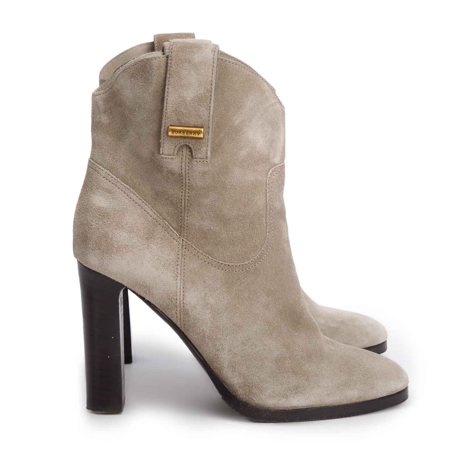 Burberry Grey Suede Western Booties, Sie 37.5