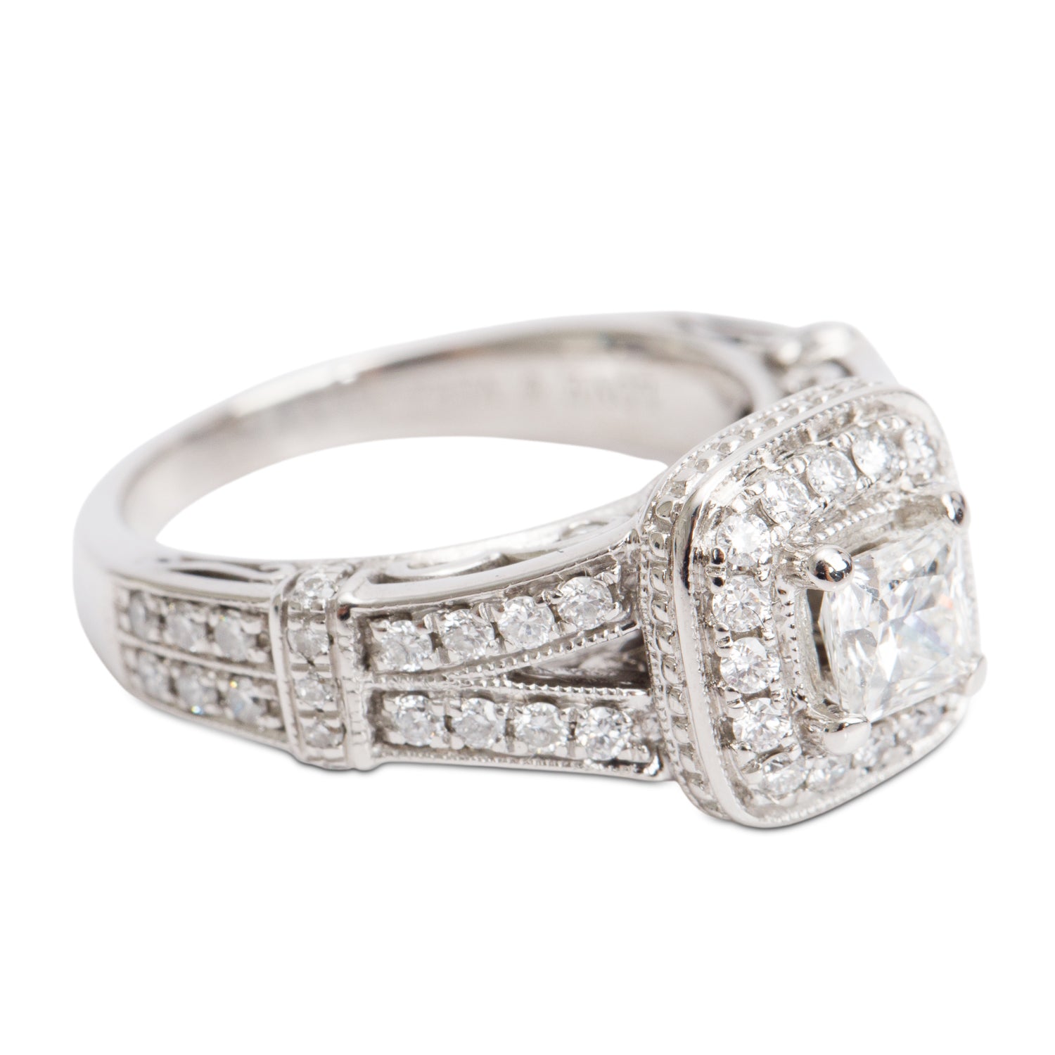 Vera Wang 14k White Gold Love Princess Cut Diamond Engagement Ring, Size 4.75 w/ Box