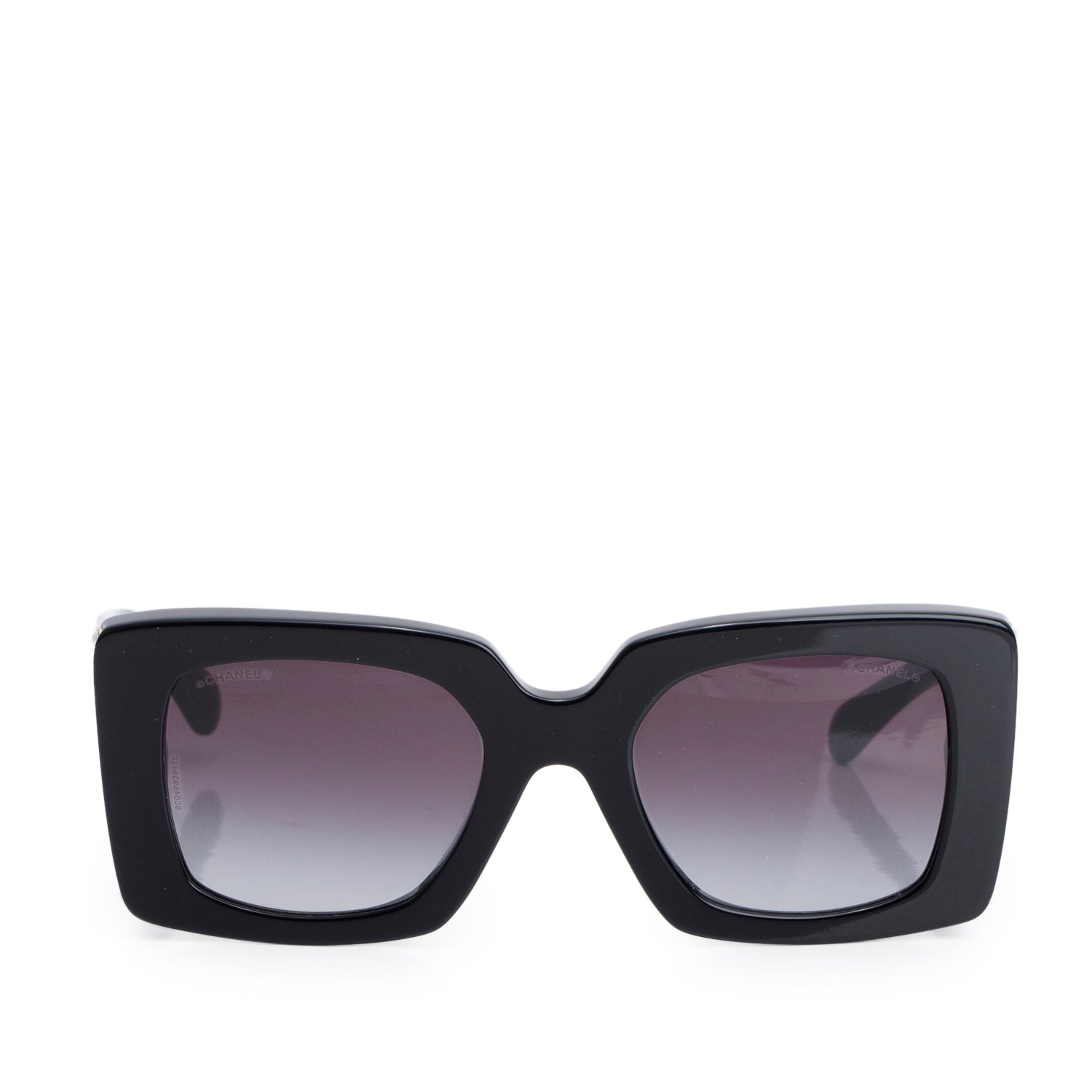 Chanel 5480 Black Acetate Pearl CC Square Sunglasses w/ Box & Case