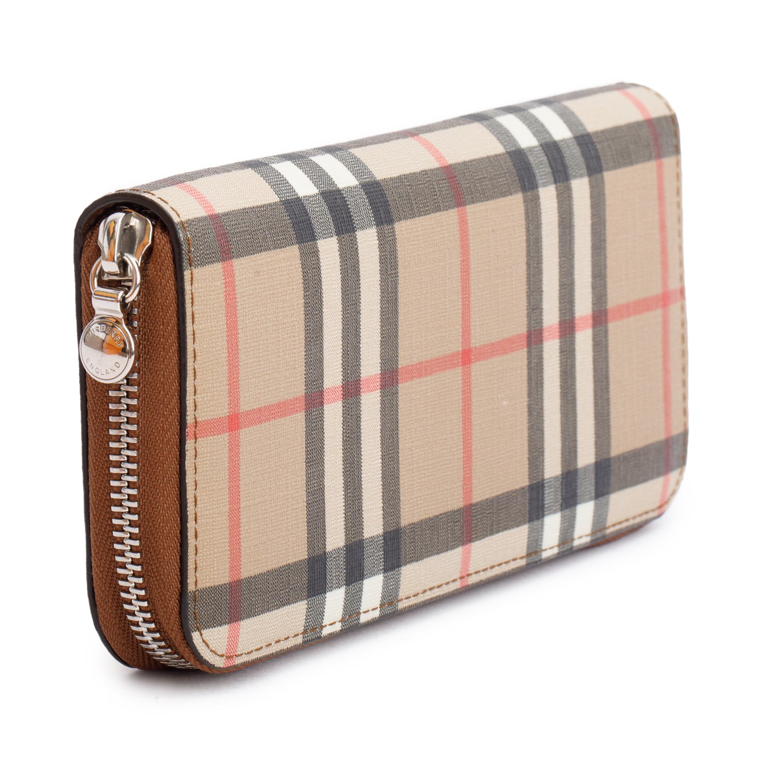 Burberry Brown Ellerby Vintage Check Long Zip Wallet w/ Box