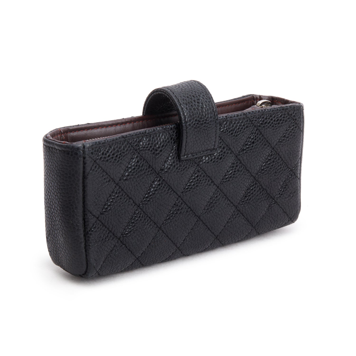 Chanel Black Caviar Quilted CC Phone Pouch w/ Authenticity Card