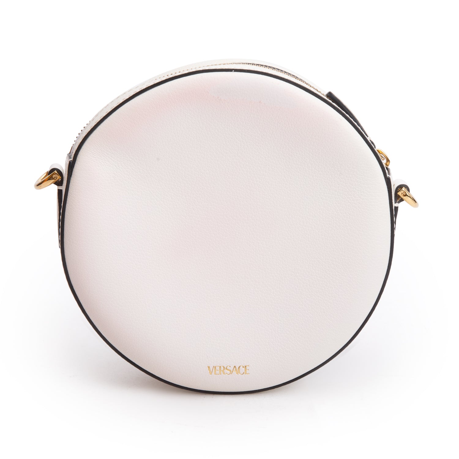 Versace White Calfskin La Medusa Round Camera Bag w/ Box