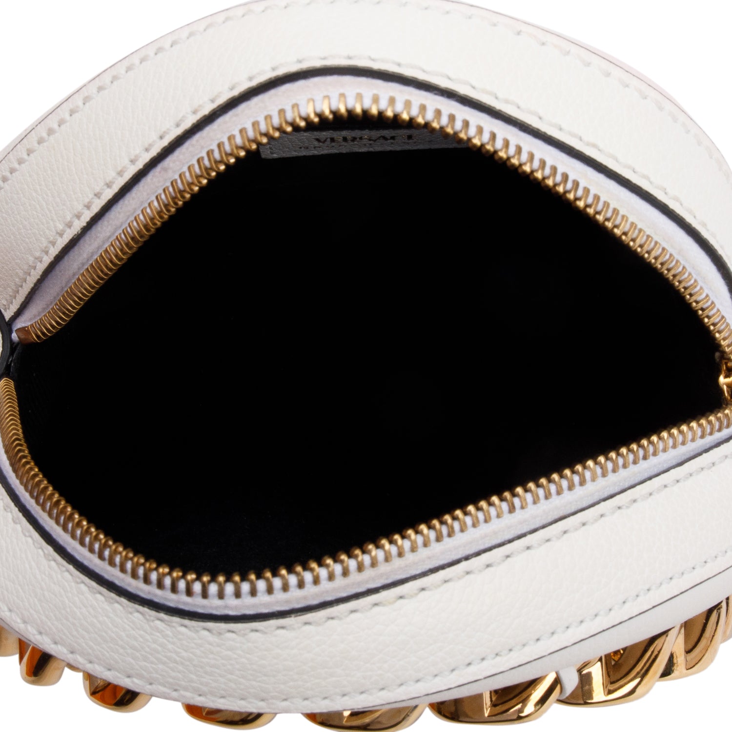 Versace White Calfskin La Medusa Round Camera Bag w/ Box