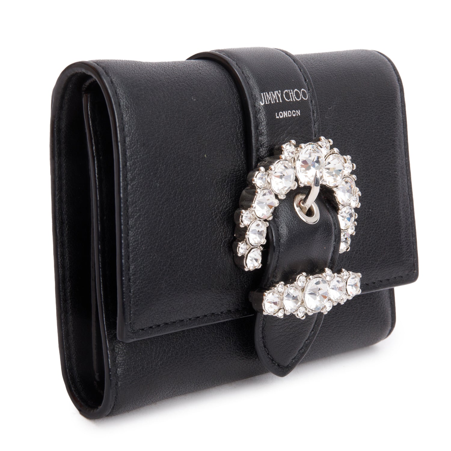 Jimmy Choo Black Calfskin Cheri Cosmos Compact Wallet w/ Box