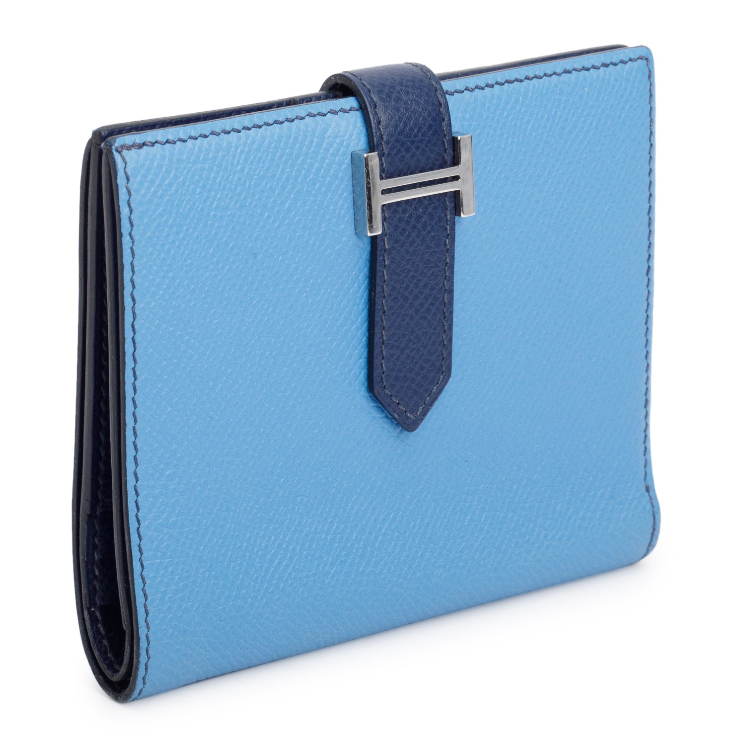 Hermes Bleu Frida Bleu Encre Epsom Bearn Compact Wallet