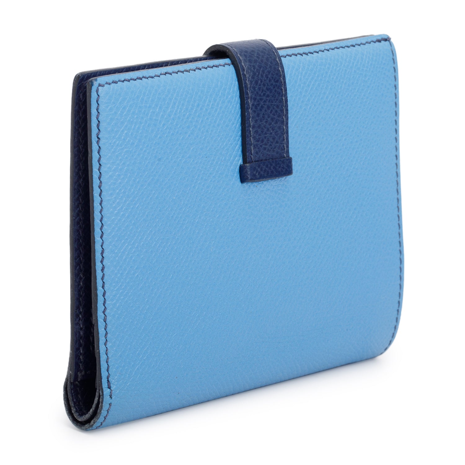 Hermes Bleu Frida Bleu Encre Epsom Bearn Compact Wallet