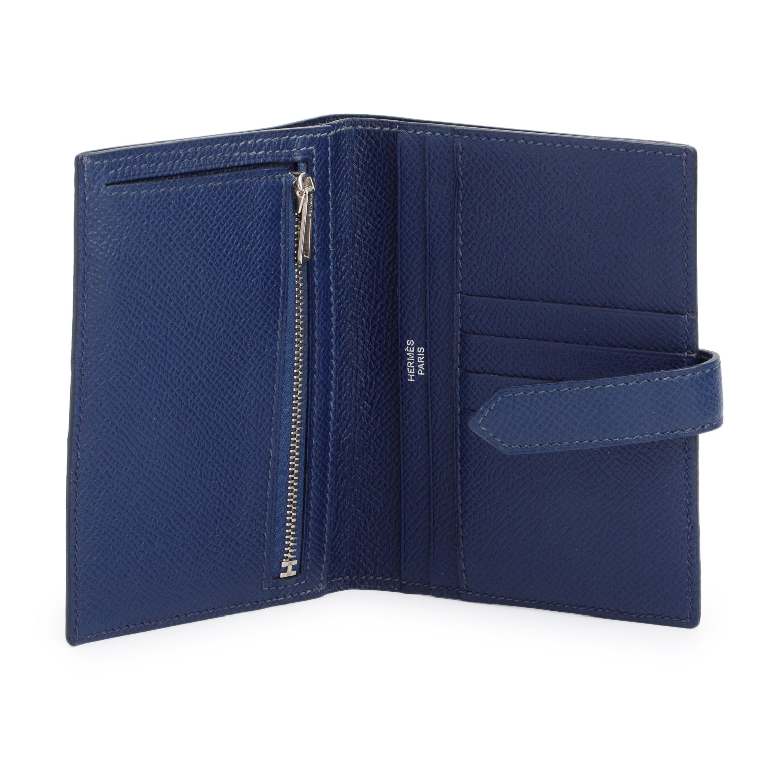 Hermes Bleu Frida Bleu Encre Epsom Bearn Compact Wallet