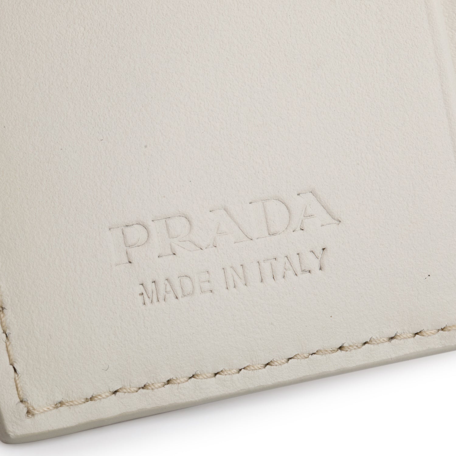 Prada White Vitello Phenix Bo-Fold Wallet