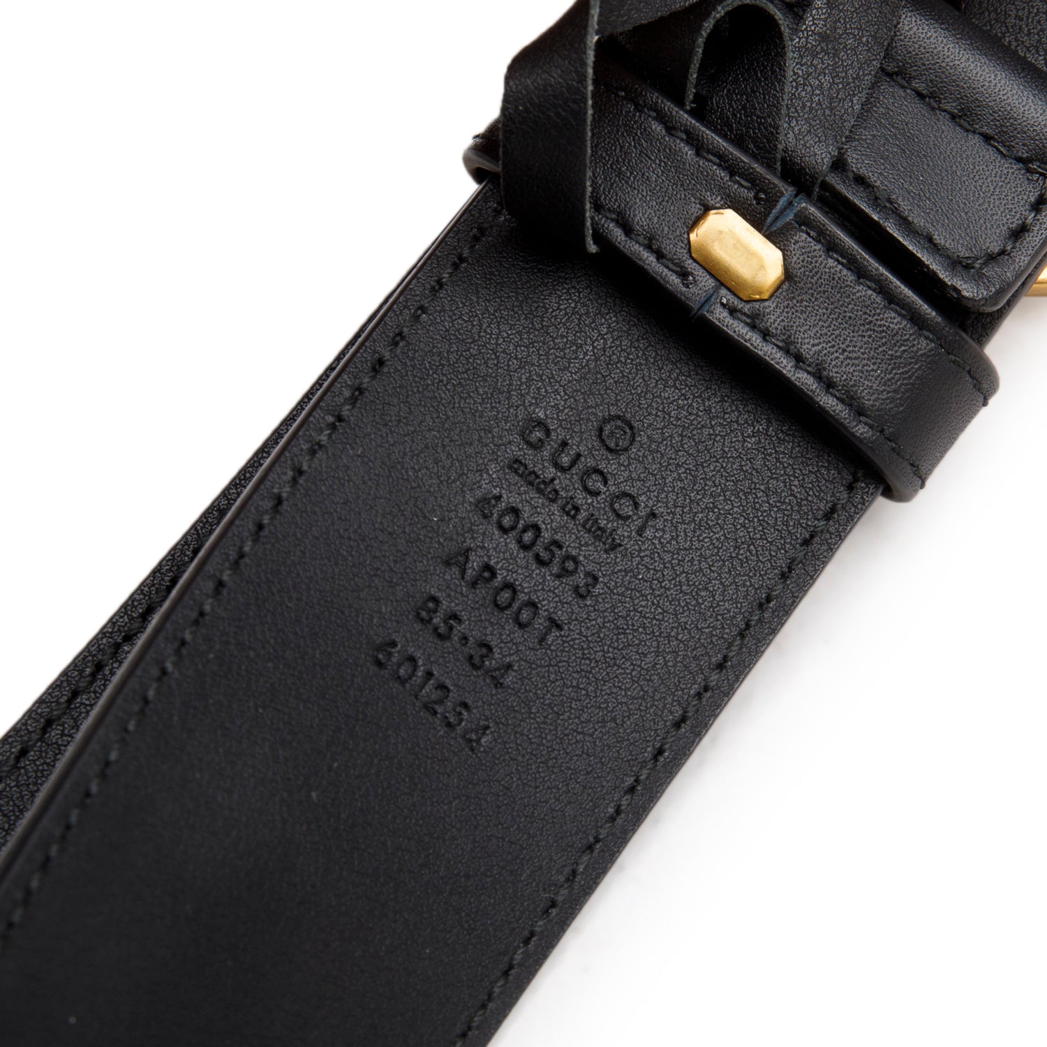 Gucci Black Calfskin Leather Double G Wide Belt 85 34
