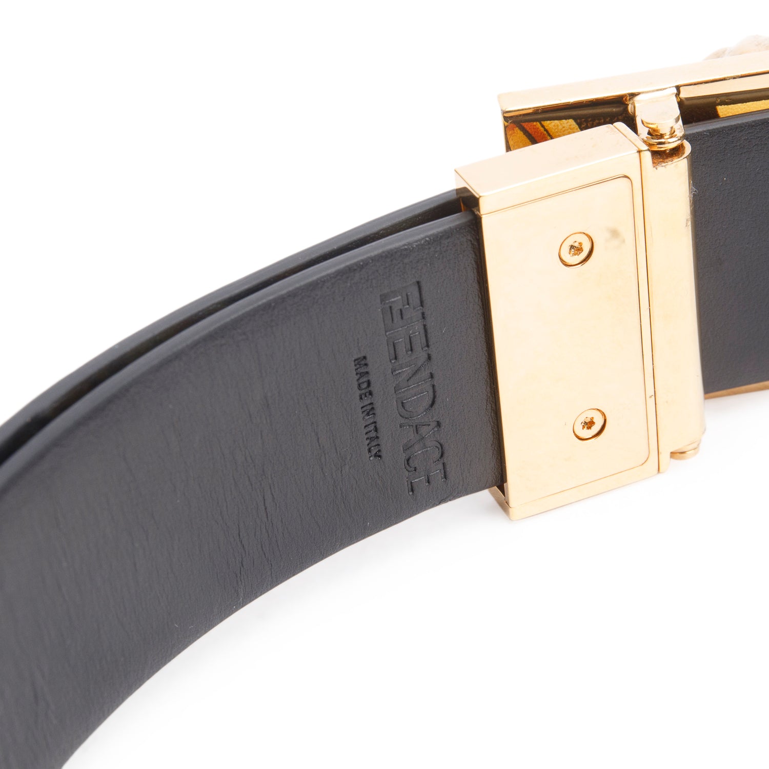 Versace x Fendi Black/Logo Baroque Calfskin Reversible Belt 75