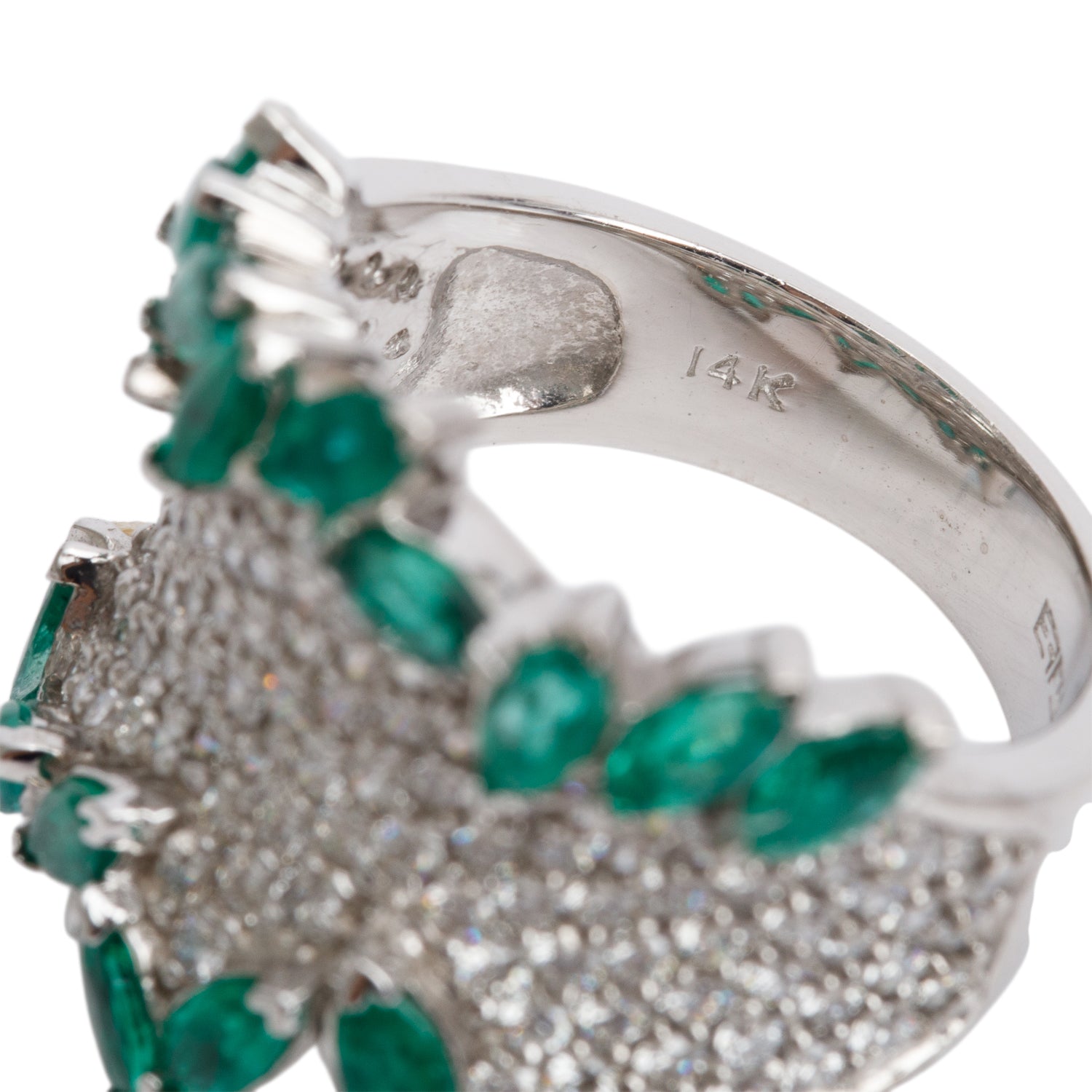Effy 14k White Gold Emerald & Diamond Ring, Size 7