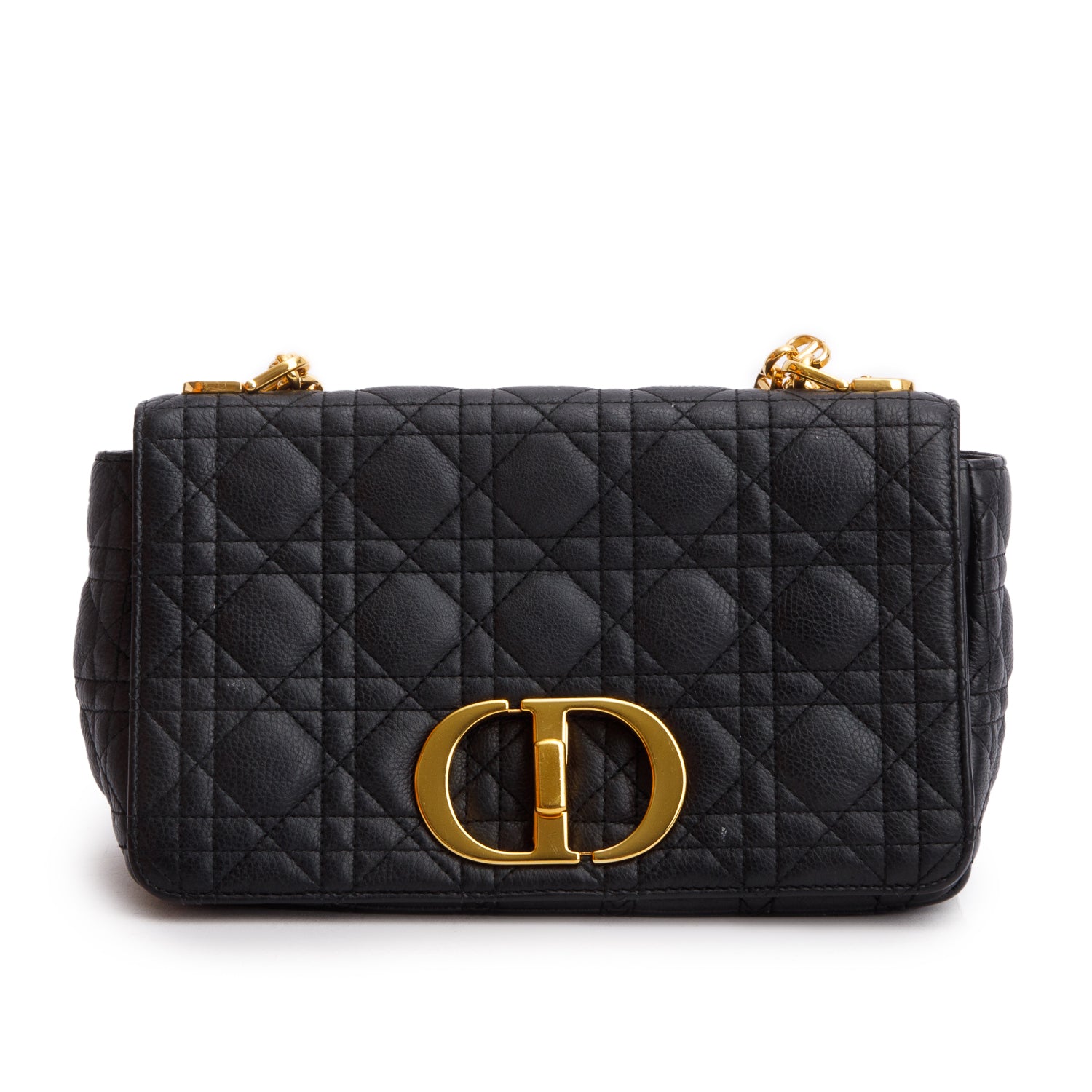 Christian Dior 2023 Black Supple Cannage Calfskin Medium Dior Caro Bag w/ Box
