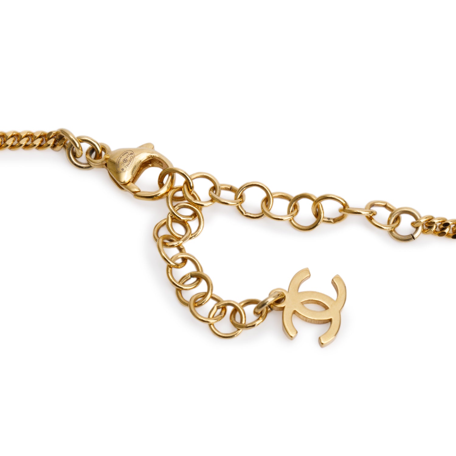 Chanel 2024 Gold-Plated Faux Pearl & Strass Star CC Pendant Necklace w/ Box