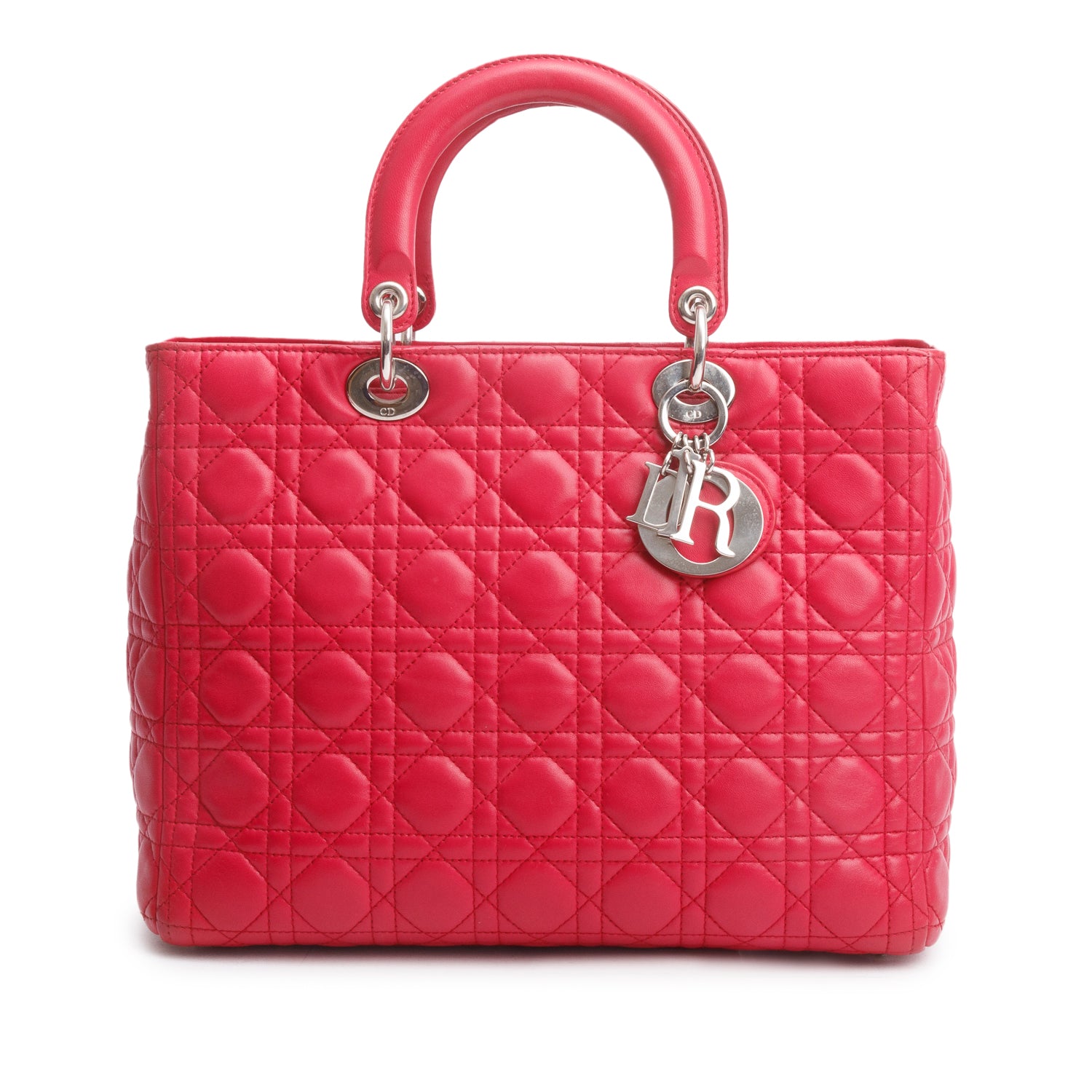 Christian Dior Pink Cannage Leather Large Lady Dior Bag w/ Strap