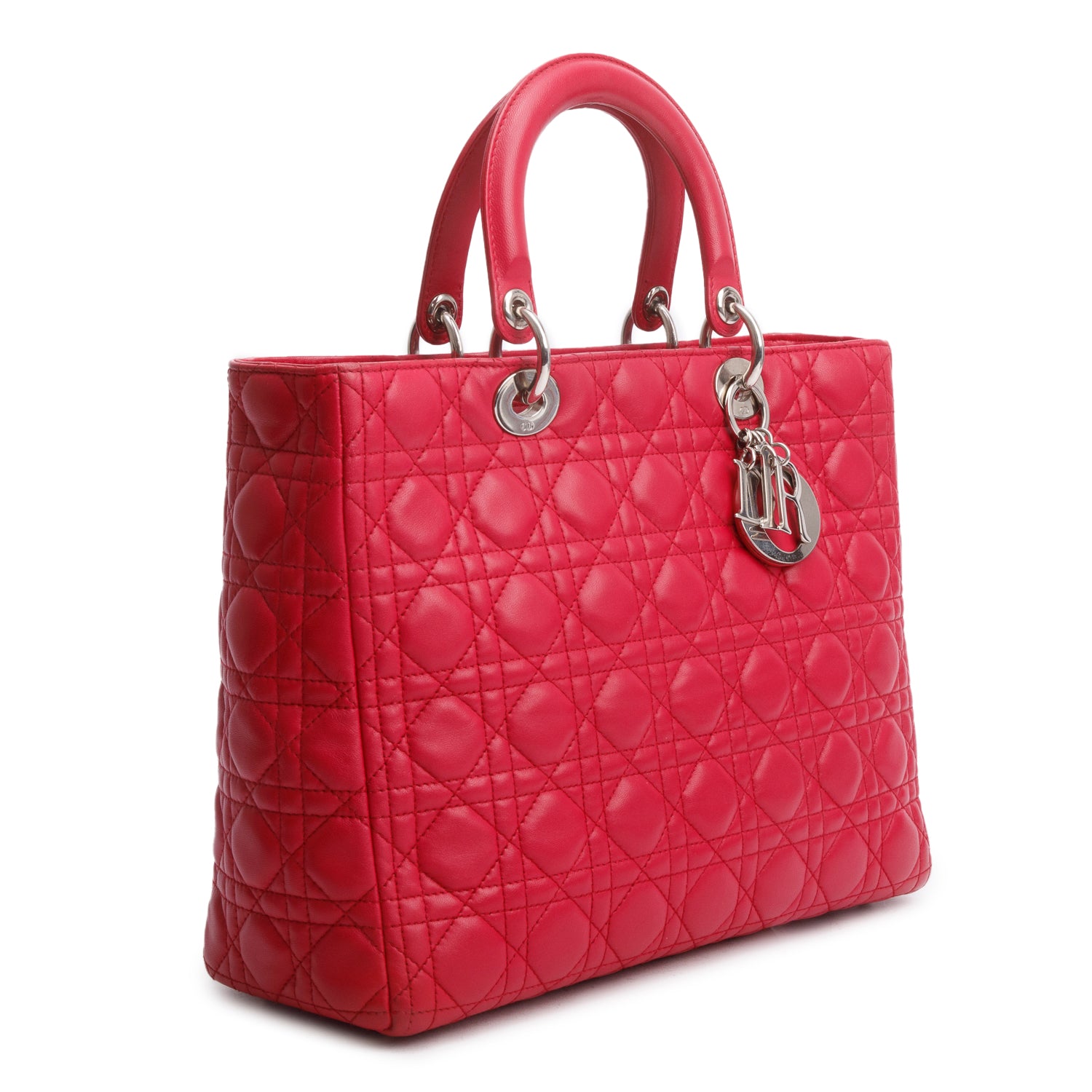 Christian Dior Pink Cannage Leather Large Lady Dior Bag w/ Strap