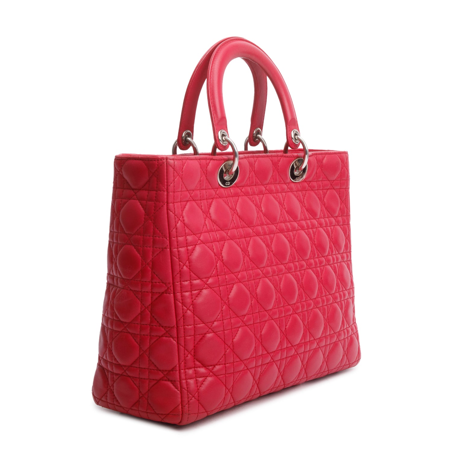 Christian Dior Pink Cannage Leather Large Lady Dior Bag w/ Strap