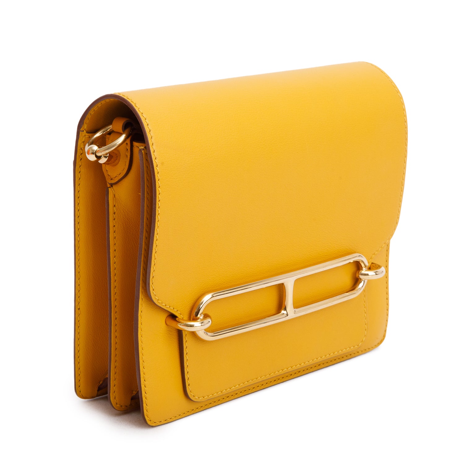 Hermes 2021 Jaune Ambre Veau Swift Roulis Mini w/ Box & Receipt