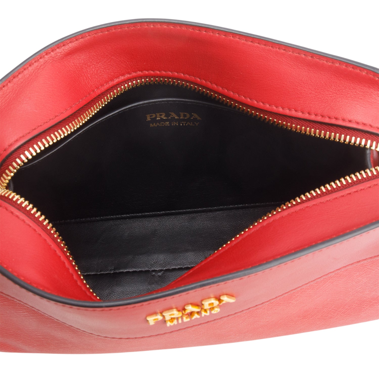 Prada Red Saffiano City Calfskin Esplanade Small Shoulder Bag w/ Authenticity Card