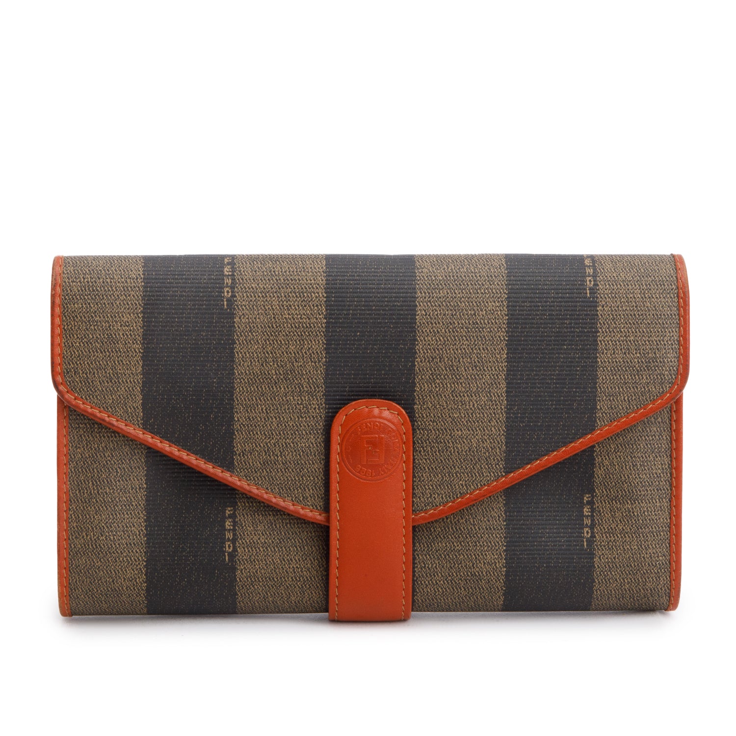 Fendi Vintage Pequin Long Bi-Fold Wallet w/ Box