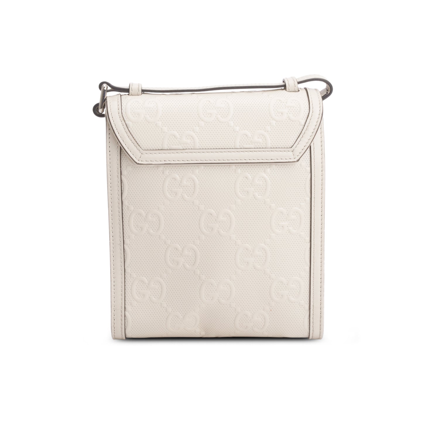Gucci Cream Calfskin GG Tennis Embossed Messenger Bag