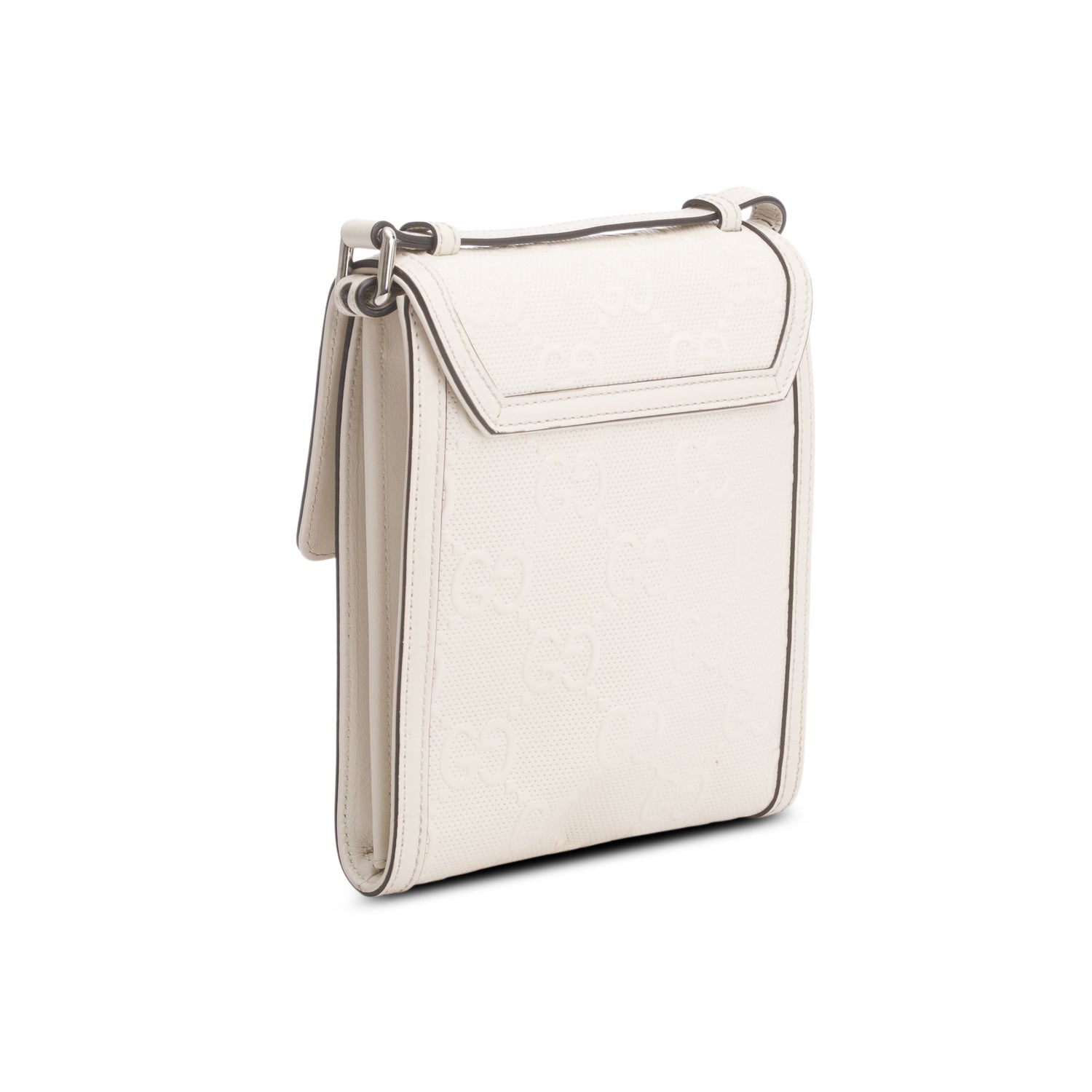 Gucci Cream Calfskin GG Tennis Embossed Messenger Bag