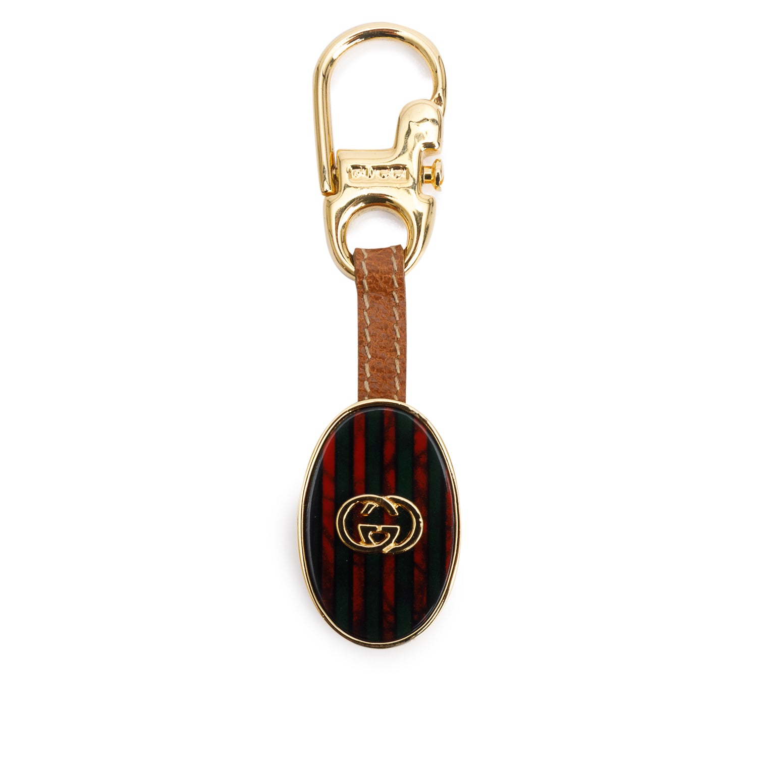 Gucci Vintage Gold-Tone Web Sherry Line Keyring w/ Box