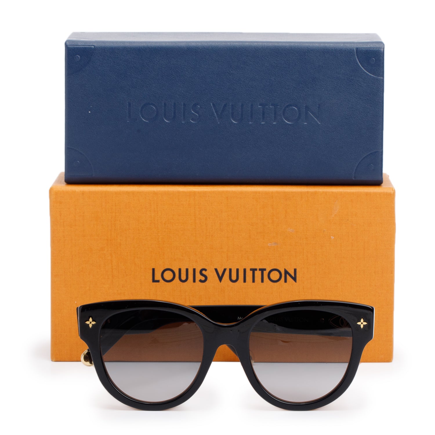 Louis Vuitton Z1526W Black Acetate My Monogram Round Sunglasses w/ Box & Case