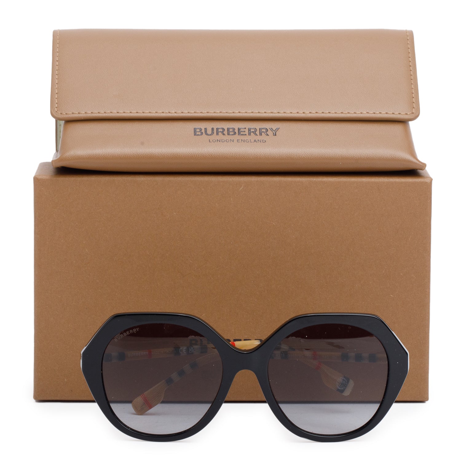 Burberry B 4375 Black/Nova Check Oversized Vanessa Sunglasses w/ Case & Box