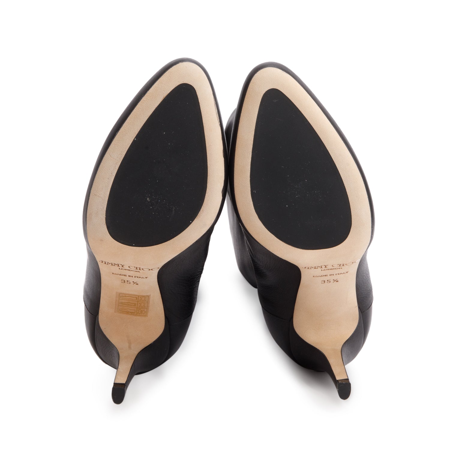 Jimmy Choo Black Grained Calfskin Leather Glory Knee High Boots, Size 35.5 w/ Box