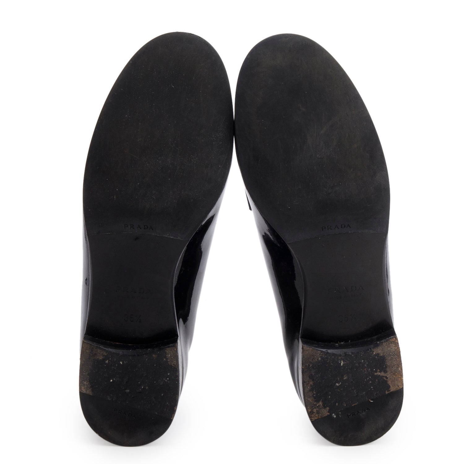 Prada Black Patent Leather Penny Loafers, Size 35.5 w/ Box