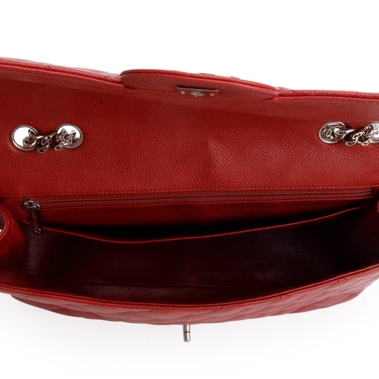 Chanel Red Caviar Classic Jumbo Single Flap Bag w/ Authenticity Card