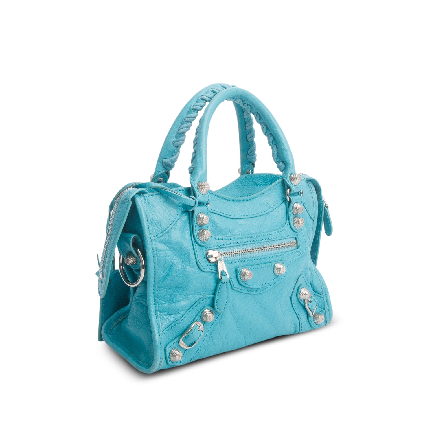 Balenciaga Teal Arena Lambskin Leather Classic Mini City Bag w/ Strap