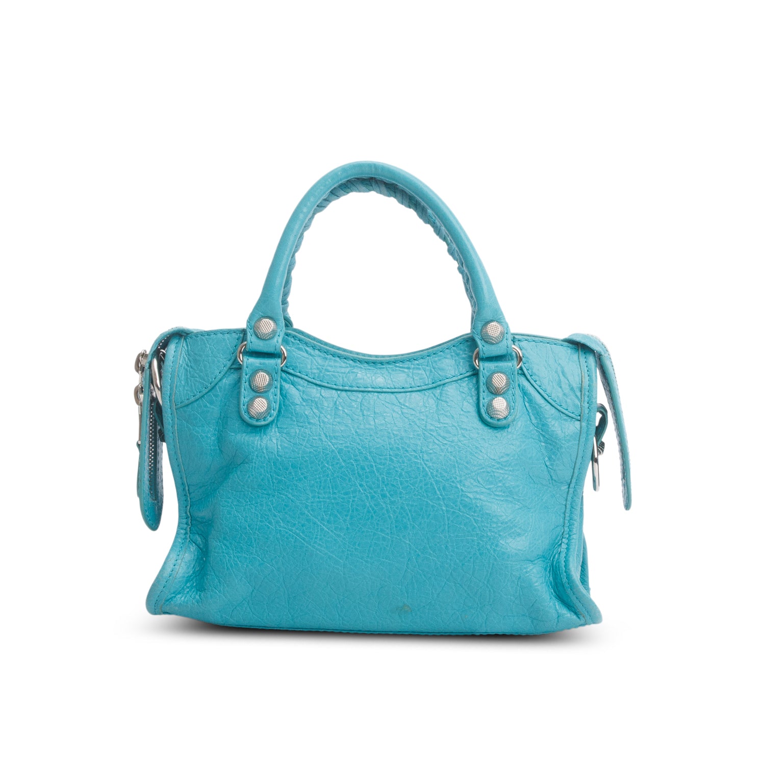 Balenciaga Teal Arena Lambskin Leather Classic Mini City Bag w/ Strap
