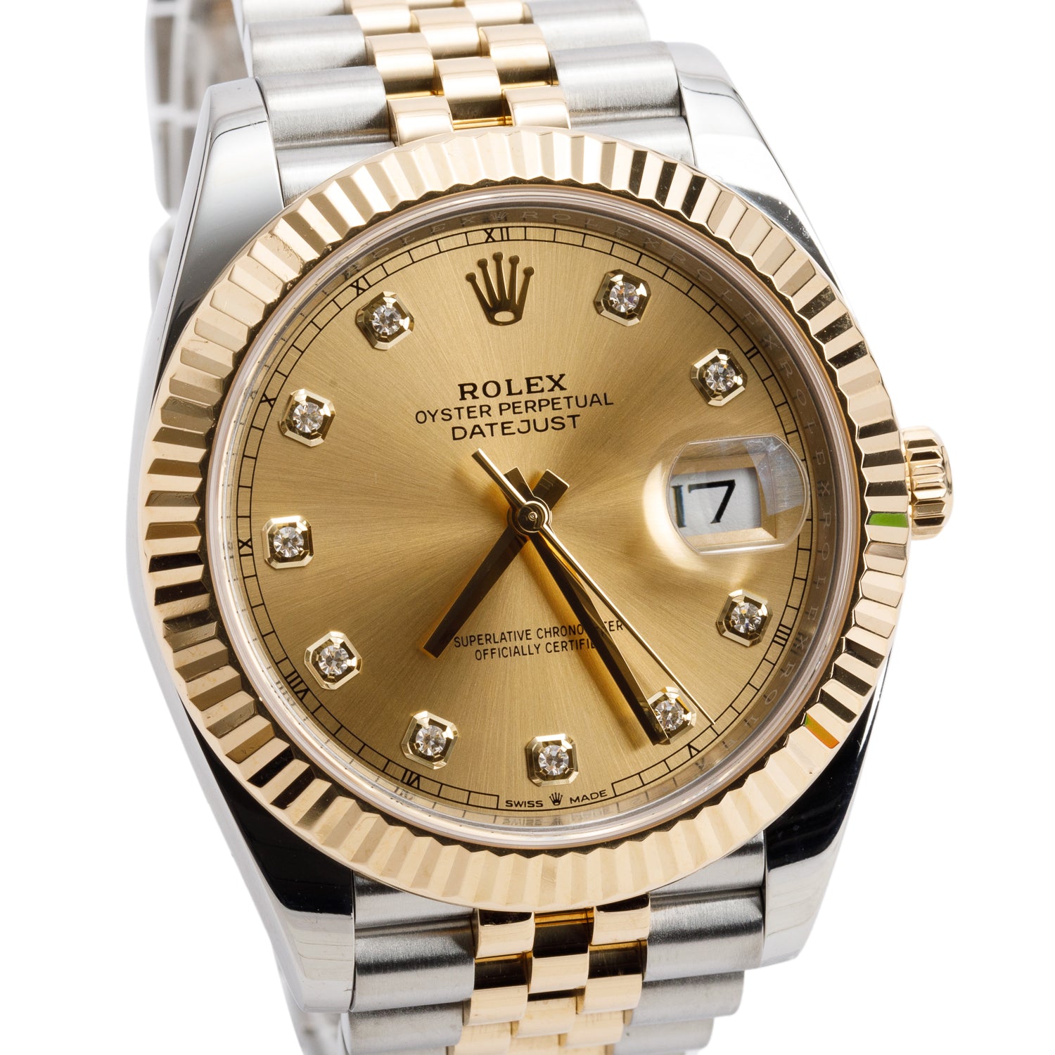 Rolex 2020 Stainless Steel & 18k Yellow Gold Datejust 41 MM Automatic Watch Champagne Diamond Dial 126333 w/ Box & Papers