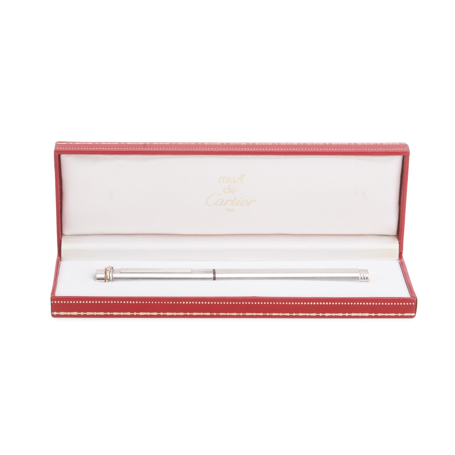 Cartier Palladium Plated Must de Cartier Trinity Ballpoint Pen w/ Box