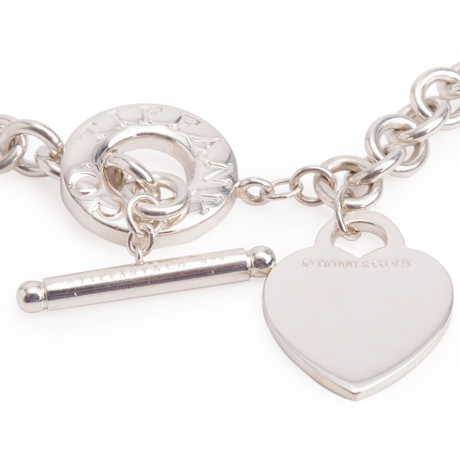 Tiffany & Co. Sterling Silver Heart Tag Necklace with Toggle Clasp