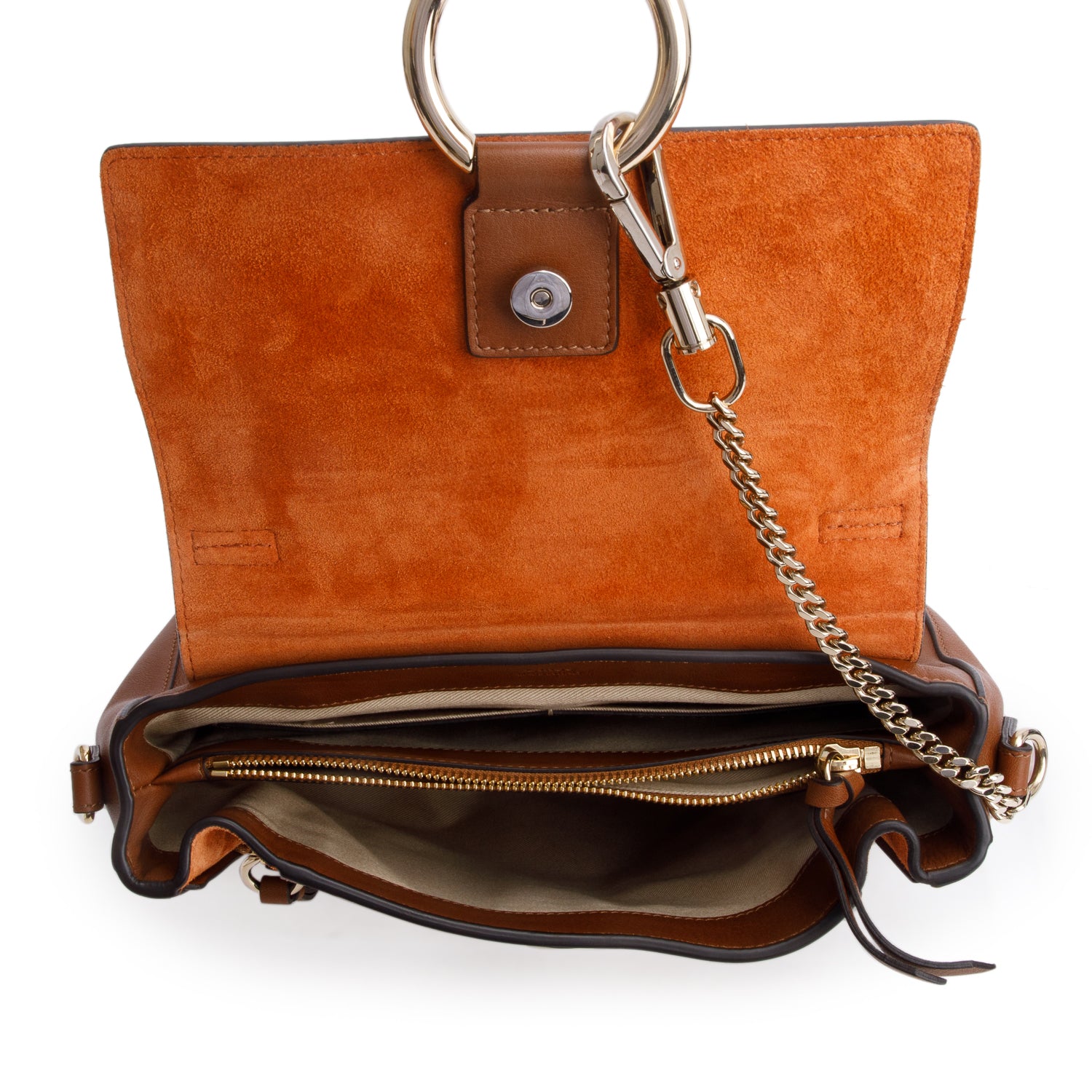 Chloe Brown Calfskin Small Faye Day Shoulder Bag w/ Box & Strap