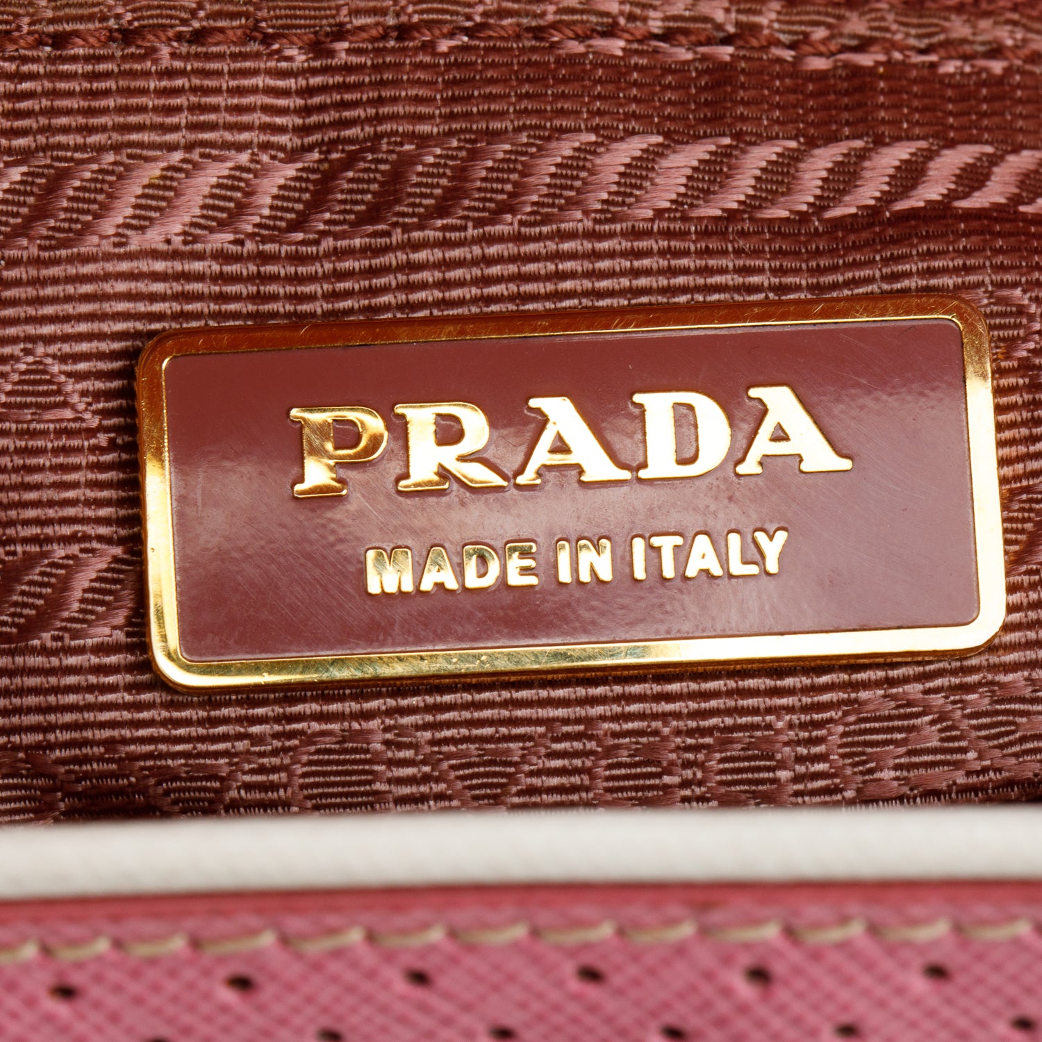Prada Pink Perforated Saffiano Leather Fori Baguette Bag