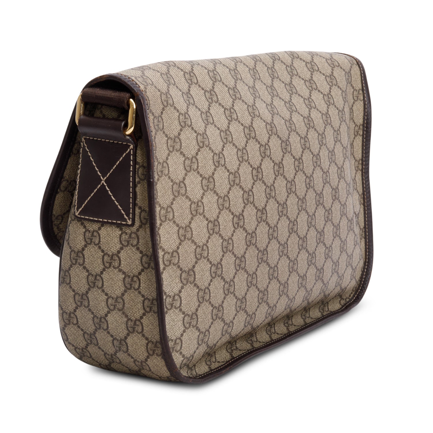 Gucci GG Supreme Double Buckle Flap Messenger Bag