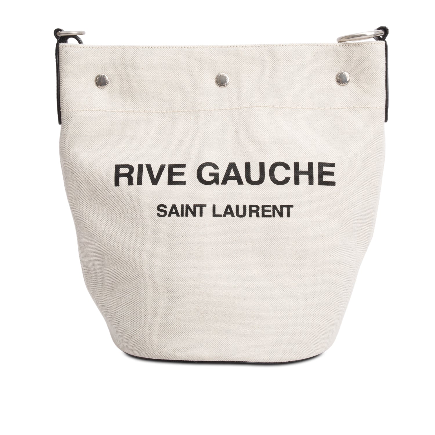 Saint Laurent 2022 Beige Linen Rive Gauche Bucket Bag w/ Pouch
