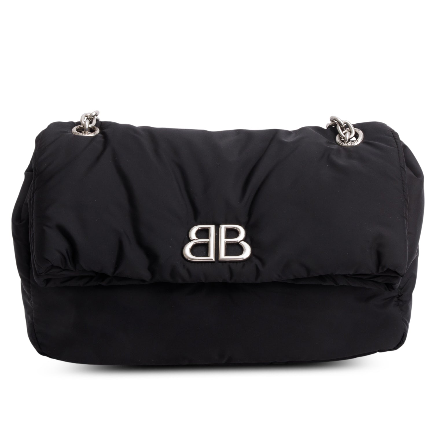 Balenciaga Black Nylon Mini Monaco BB Shoulder Bag