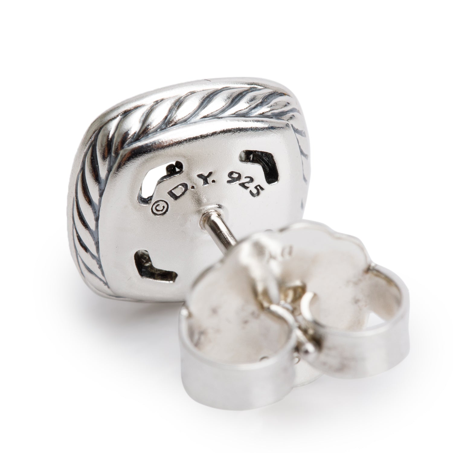David Yurman Sterling Silver Prasiolite & Diamond Albion Stud Earrings, 7 MM