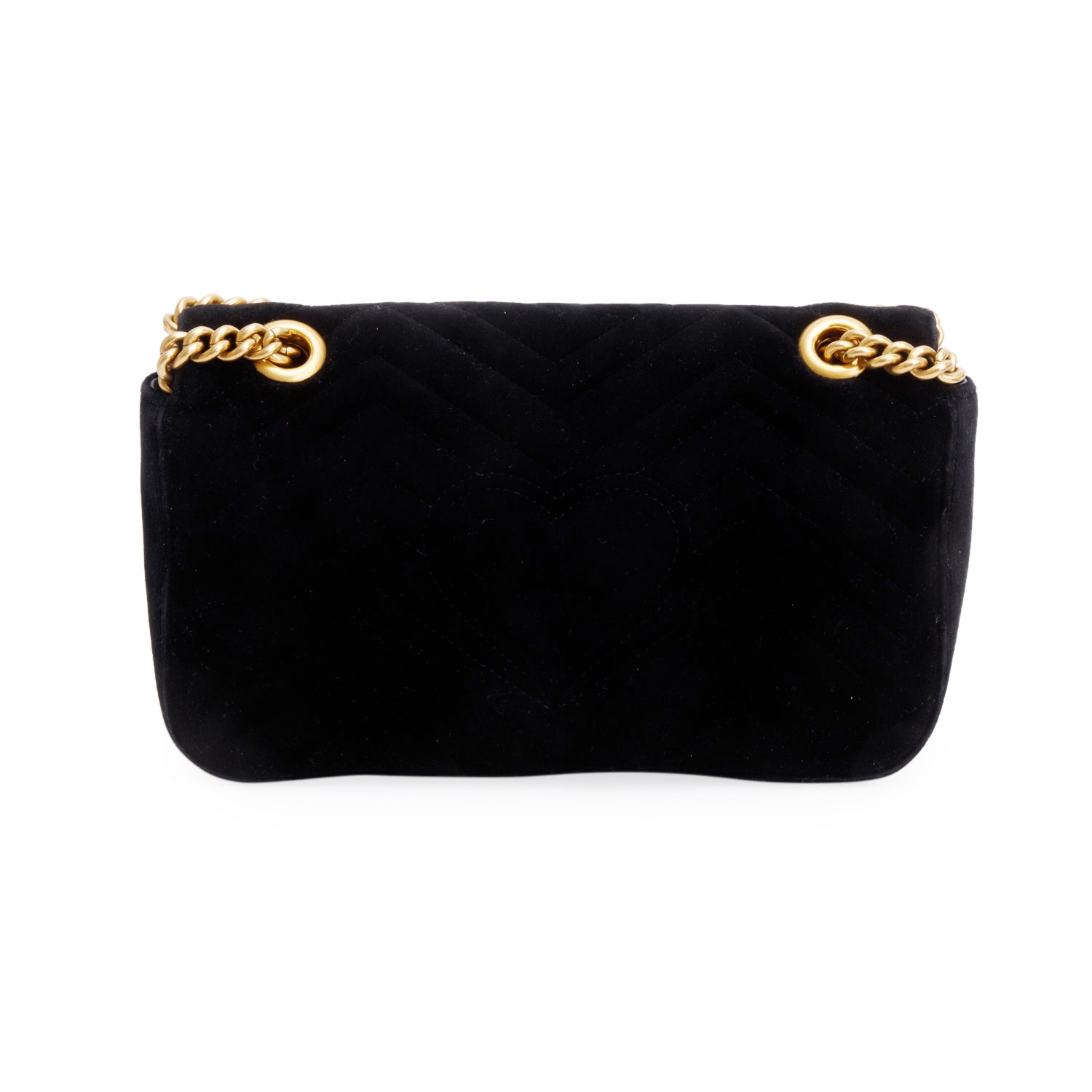 Gucci Black Velvet Matelasse GG Marmont Medium Shoulder Bag