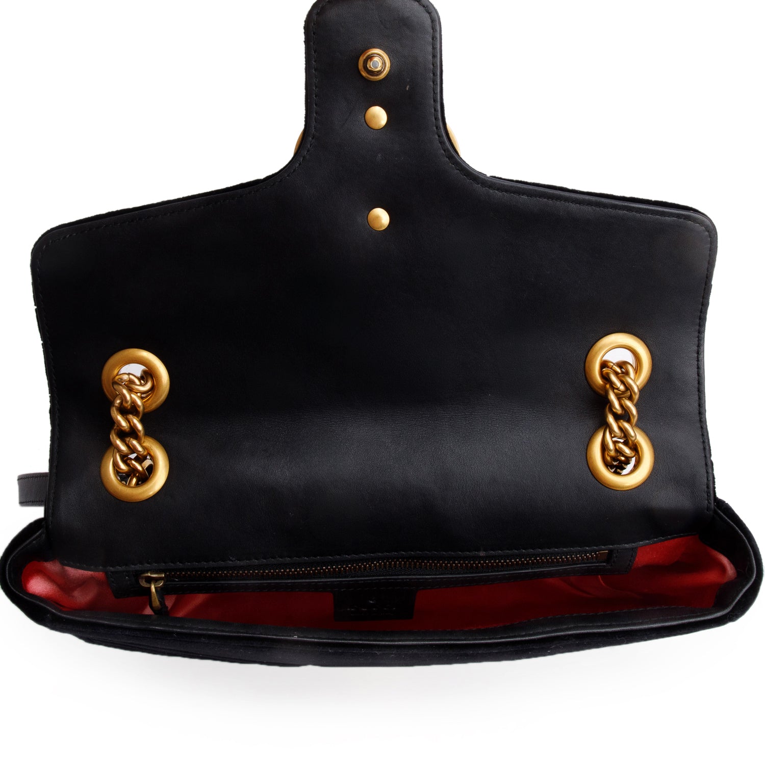 Gucci Black Velvet Matelasse GG Marmont Medium Shoulder Bag