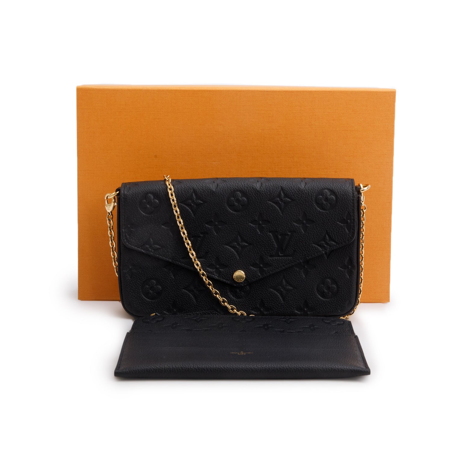 Louis Vuitton Black Monogram Empreinte Leather Felicie Pochette w/ Box & Inserts