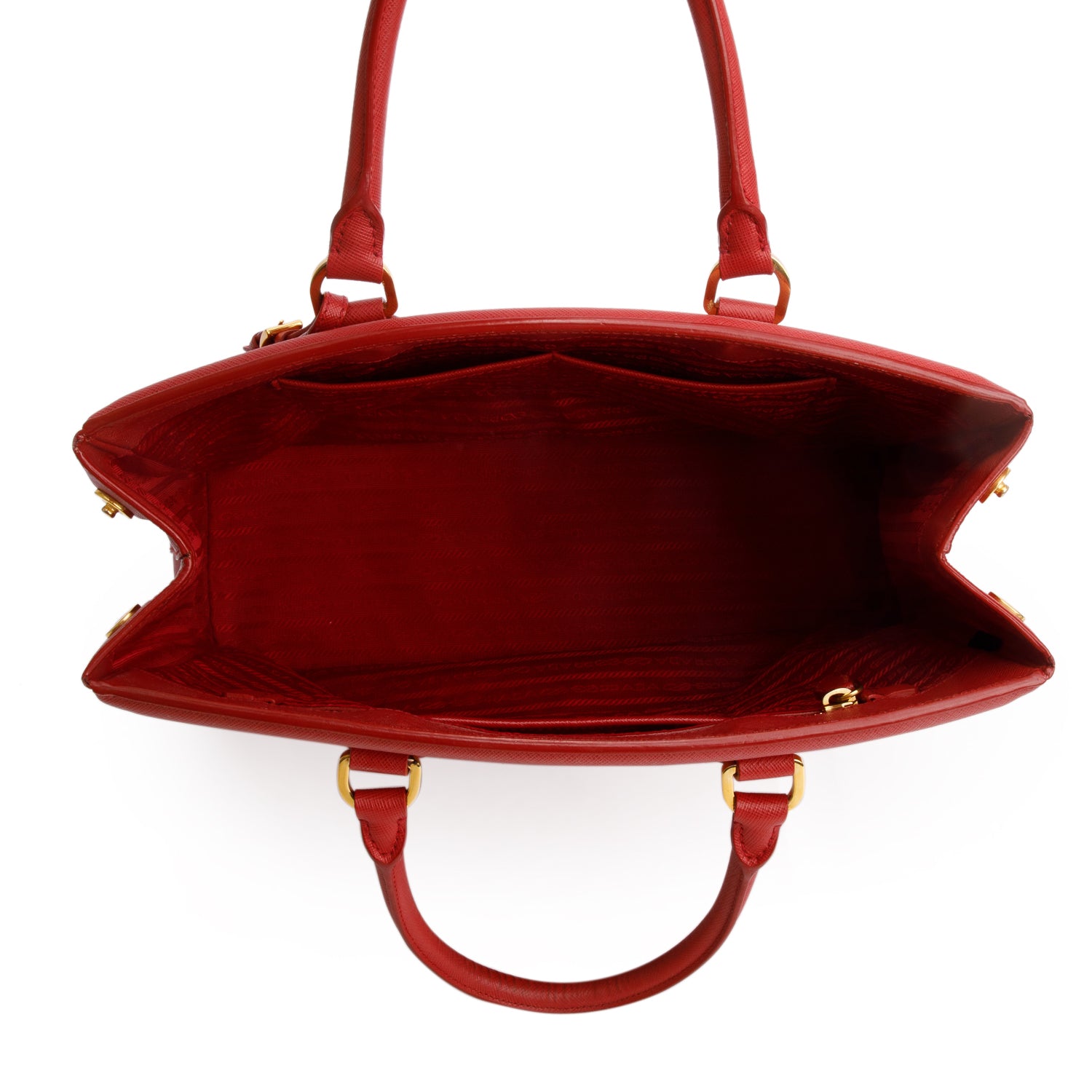 Prada Red Saffiano Lux Medium Parabole Tote