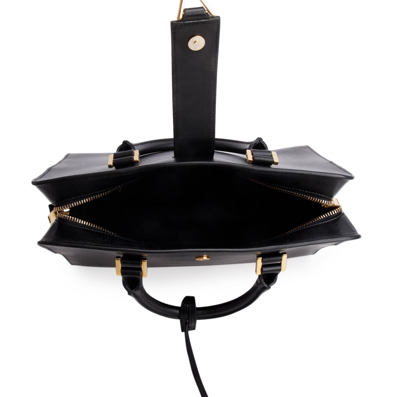 Saint Laurent Black Calfskin Leather Baby Cabas Tote Bag w/ Strap