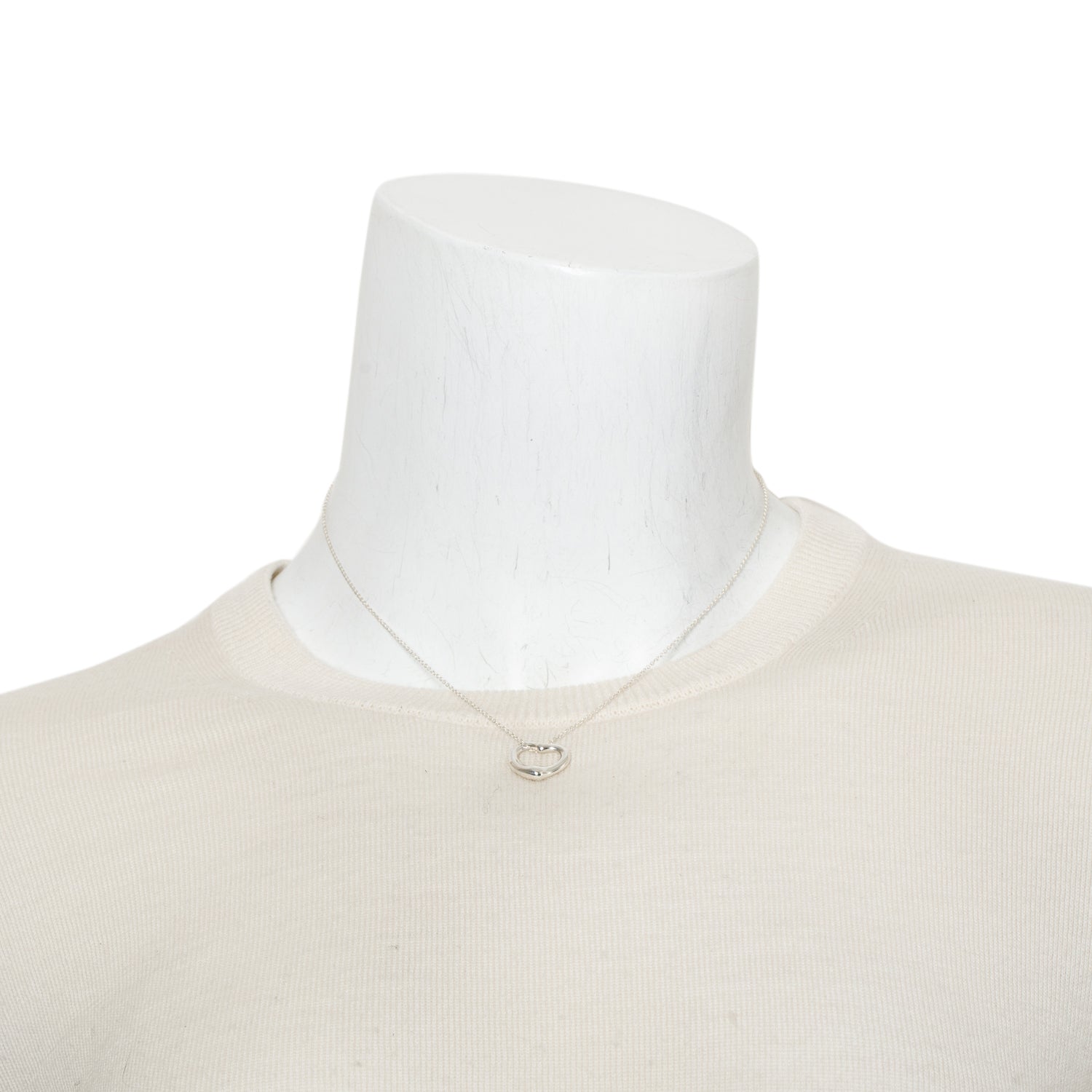 Tiffany & Co. Elsa Peretti Sterling Silver 16 MM Open Heart Pendant Necklace