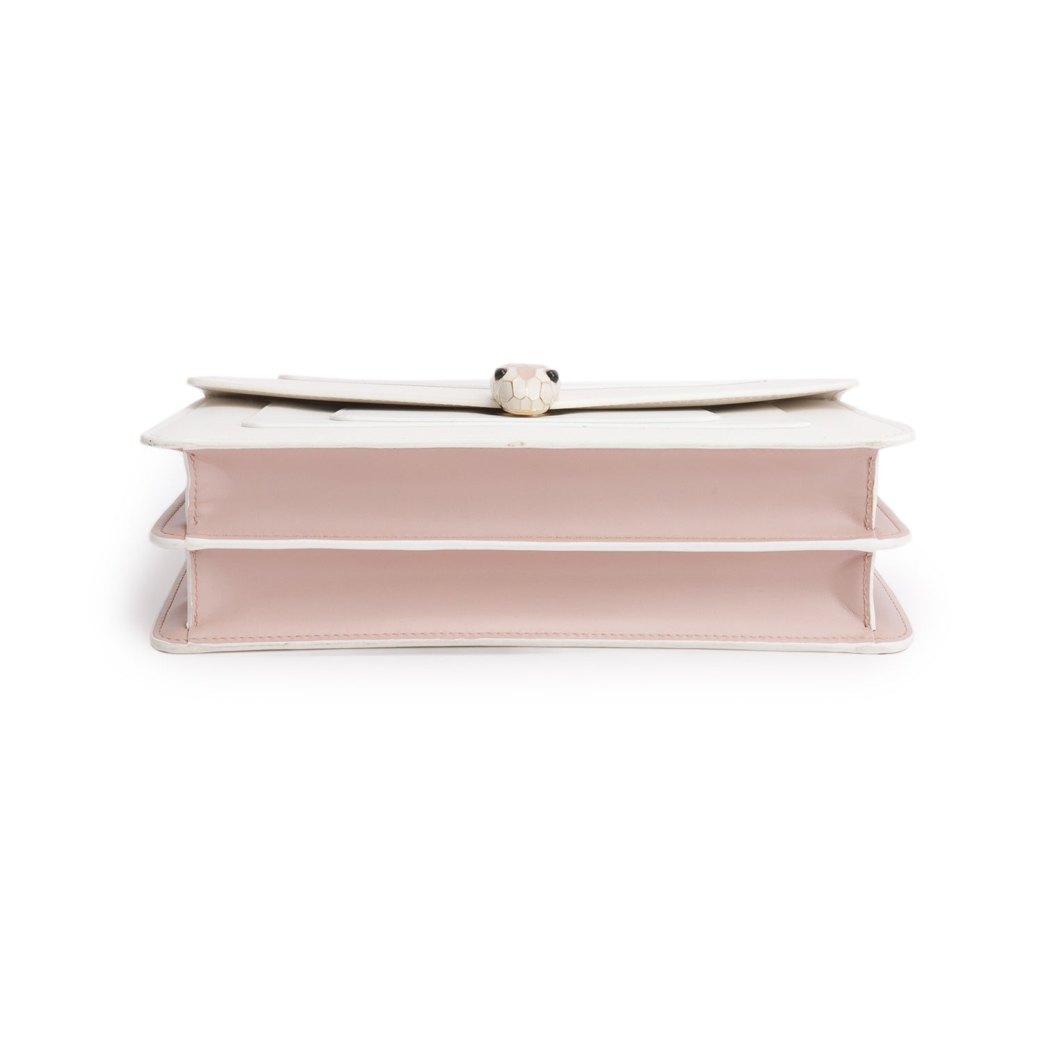 BVLGARI White/Pink Calfskin Leather Medium Serpenti Forever Bag w/ Box, Receipt & Authenticity Card